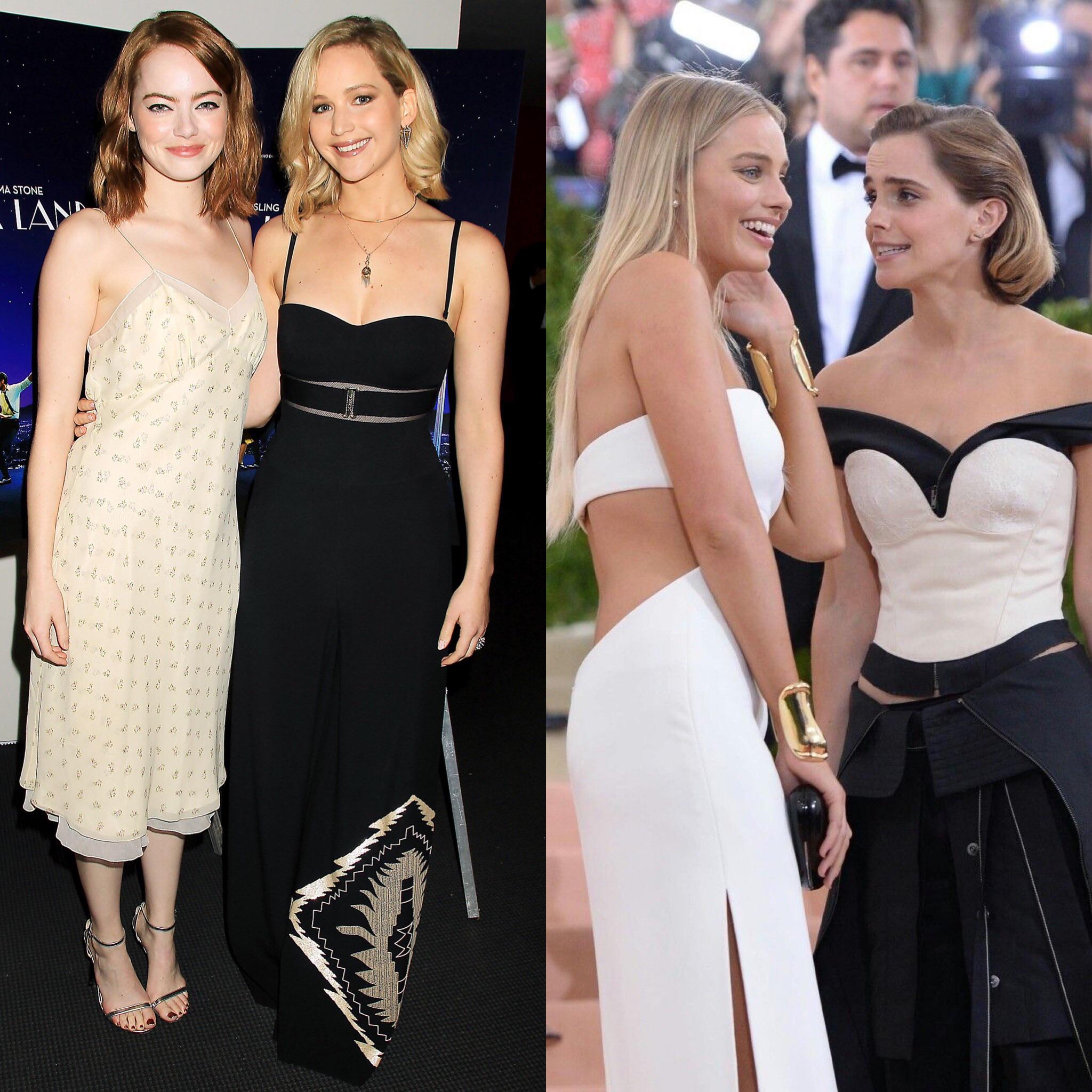 Would you rather have a passionate threesome and a lot of creampies with Emma Stone and Jennifer Lawrence or with Margot Robbie and Emma Watson?