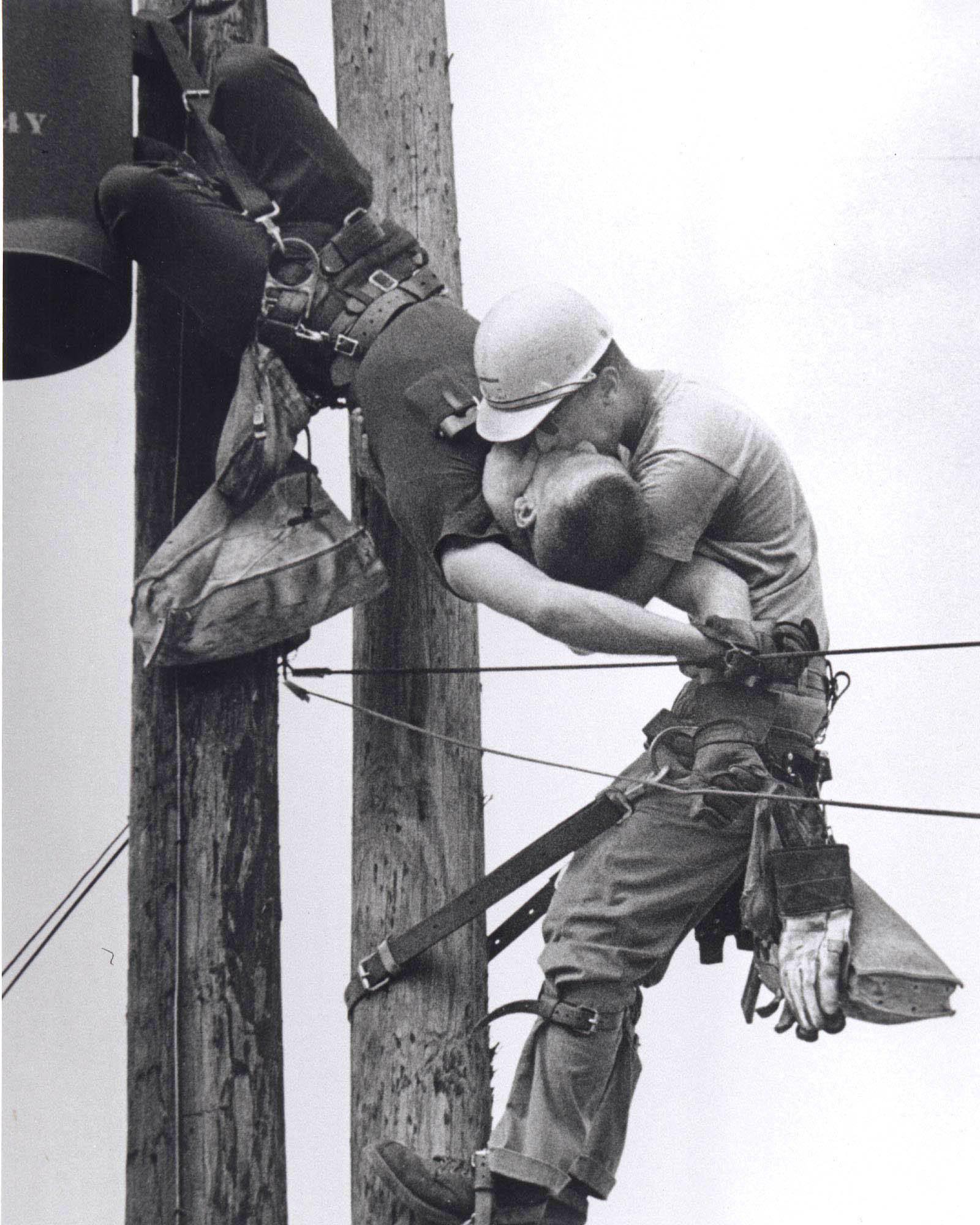 “Kiss of Life” -Photo by Rocco Morabito (1968) This photo shows utility worker JD Thompson giving mouth-to-mouth to coworker Randall Champion after he went unconscious following contact with a low voltage line. Champion was revived by the time paramedics arrived and eventually made a full recovery.