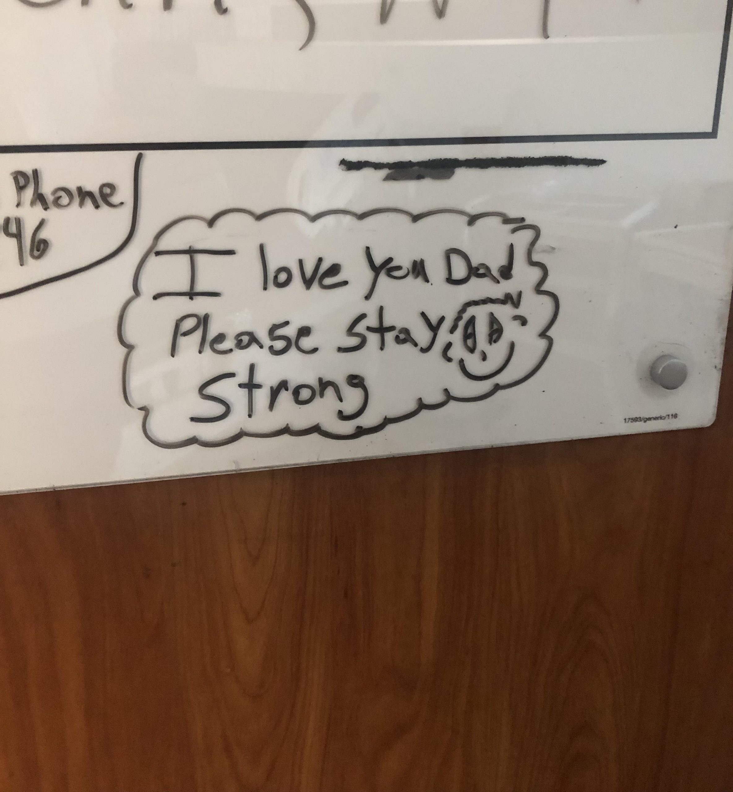 This was written on my patients care board. He died as soon as his son left.