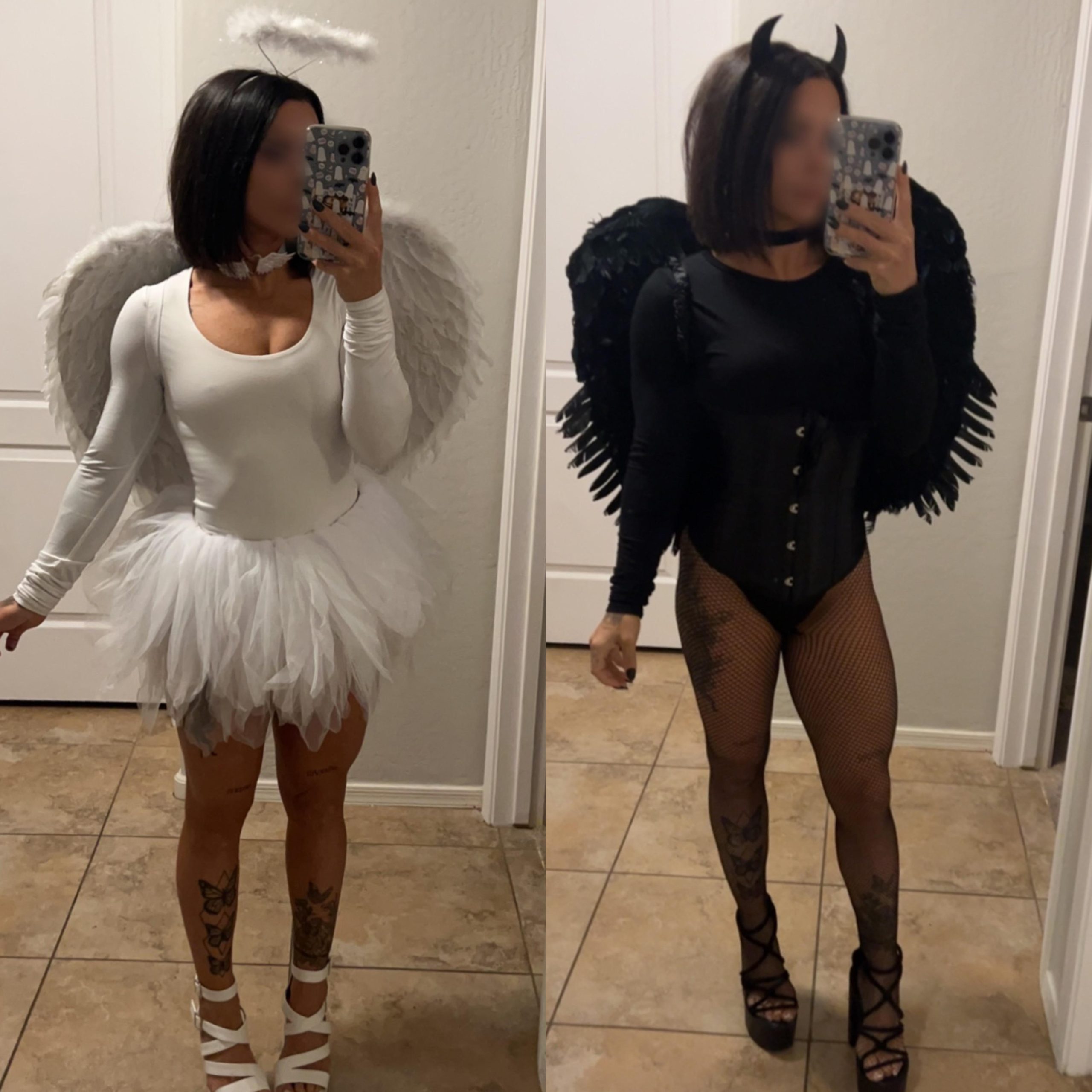 (M32F314MF) Scottsdale for the night with the hubs. Looking to meet up with cool people also dressed up. Should I be an Angel or Demon?