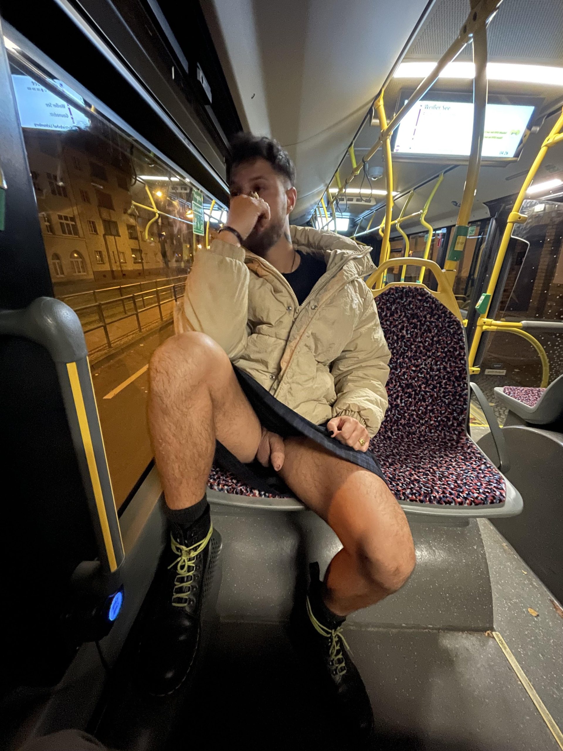 Surprise public bus, sit across?